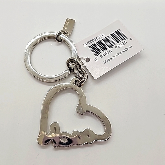 Coach Vtg NWTS Pave Script Heart Key Fob - Picture 5 of 5